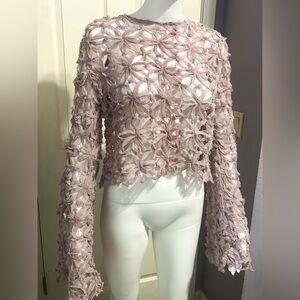 Willow & Root Sz S Lilac Floral Bell Sleeve Blouse Fairycore Boho Cottagecore